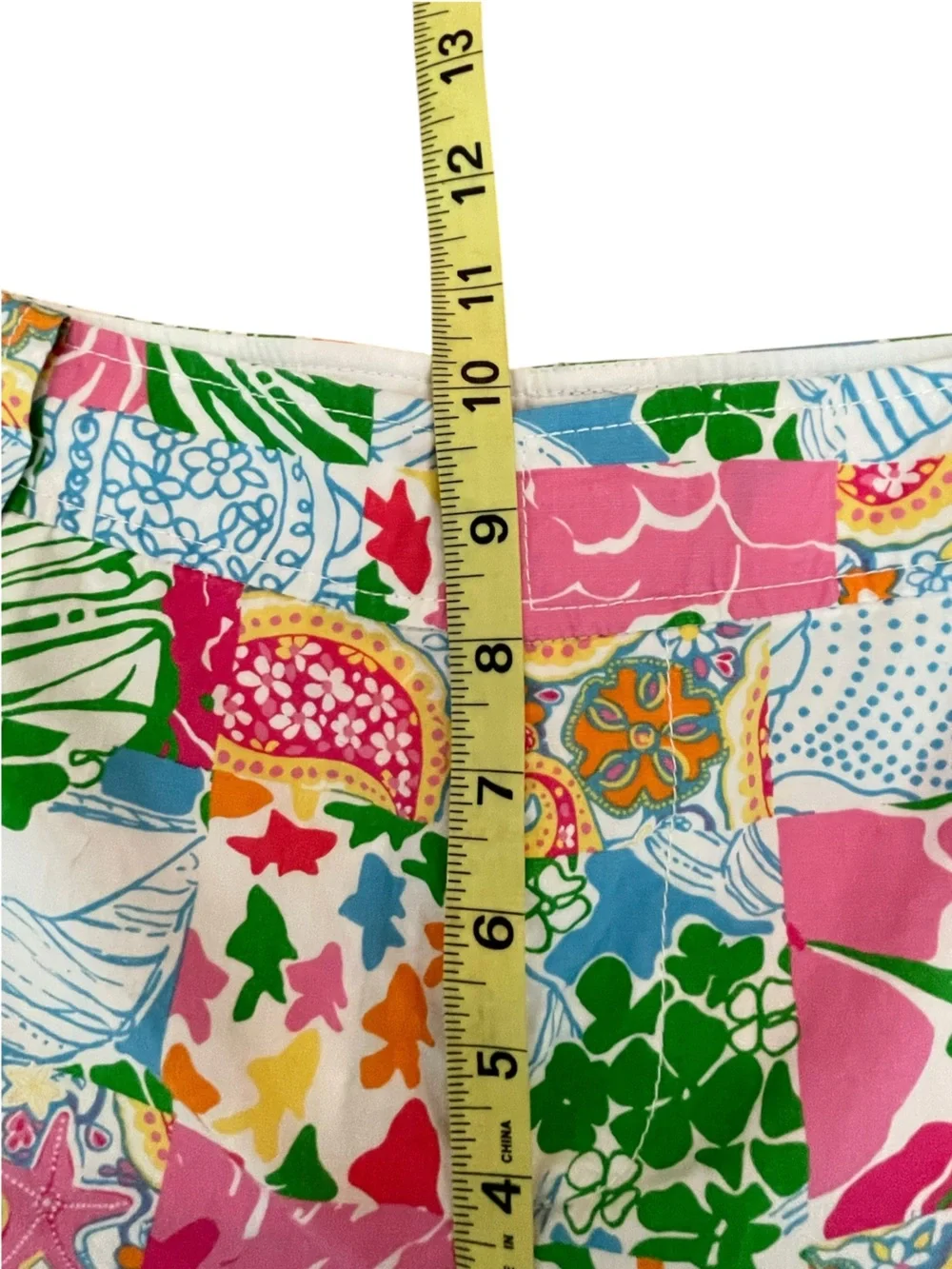 Lilly Pulitzer VTG Patchwork Bermuda Shorts Sz 14 Floral Tropical Stretch Cotton